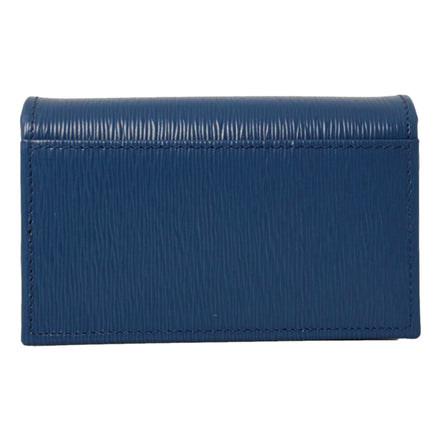 Prada Blue Vitello Move Leather Triangle Logo Card Case Wallet available at Queen Bee of Beverly Hills