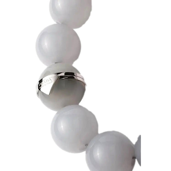 Prada Logo Bubble Necklace in Light Blue Plexiglass with Steel Magnetic Clasp Large - available at Queen Bee of Beverly Hills.