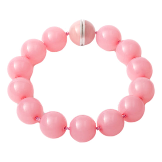 Prada Logo Bubble Necklace in Petal Pink Plexiglass with Steel Magnetic Clasp Large - available at Queen Bee of Beverly Hills. 