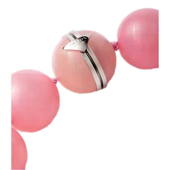 Prada Logo Bubble Necklace in Petal Pink Plexiglass with Steel Magnetic Clasp Large - available at Queen Bee of Beverly Hills. 