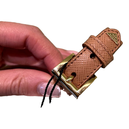 Prada Saffiano Leather Buckle Bracelet Natural Brown Size Medium - available at Queen Bee of Beverly Hills. 
