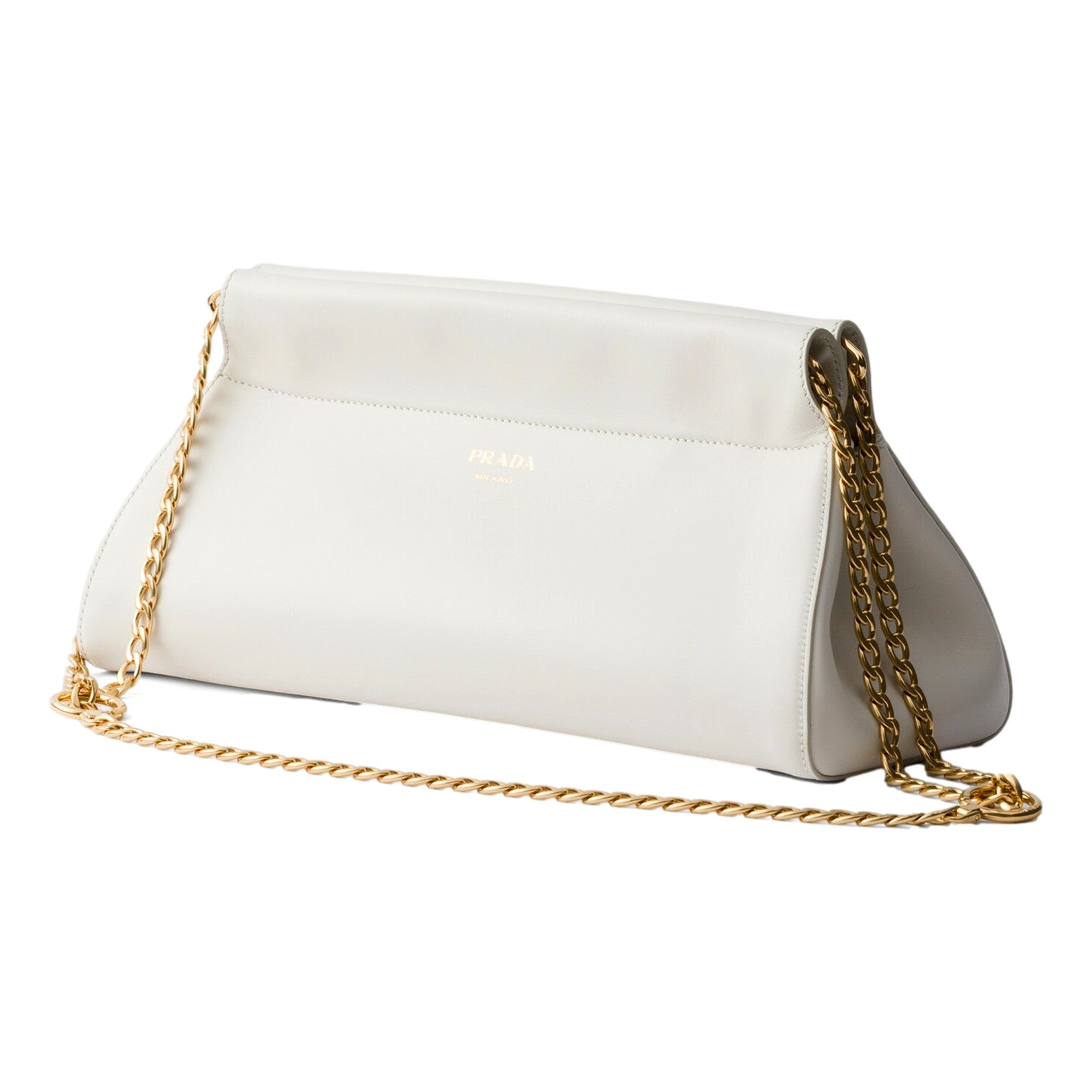 Prada Enchaine Small Shoulder Bag Calfskin Leather White - available at Queen Bee of Bee of Beverly Hills.