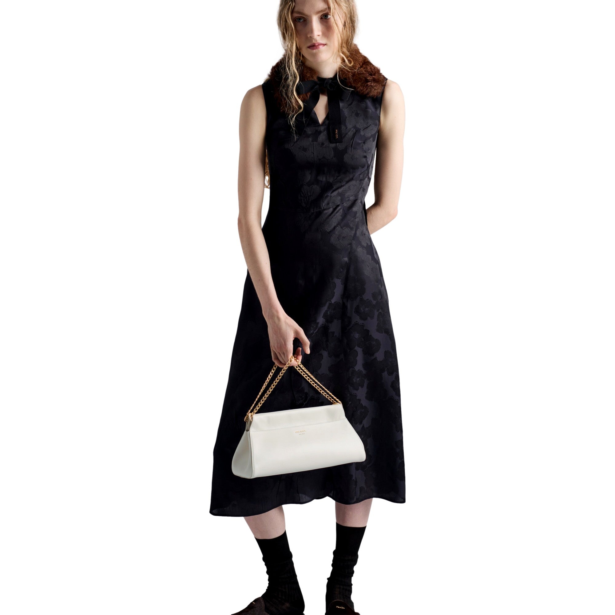 Prada Enchaine Small Shoulder Bag Calfskin Leather White - available at Queen Bee of Bee of Beverly Hills.