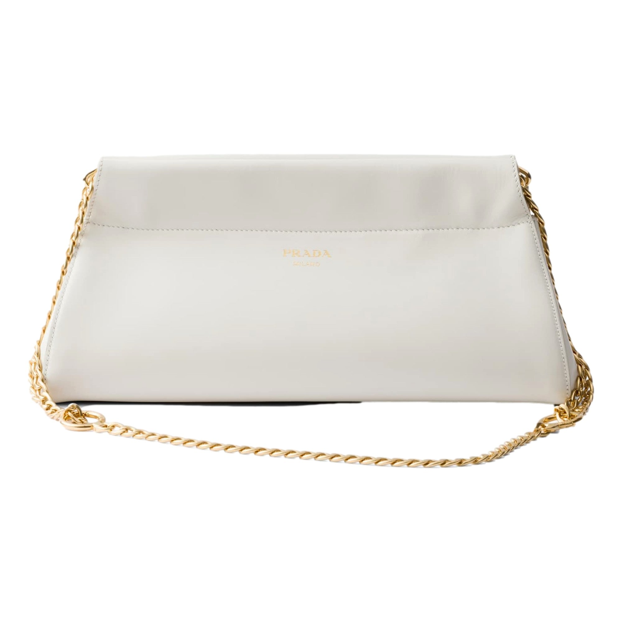 Prada Enchaine Small Shoulder Bag Calfskin Leather White - available at Queen Bee of Bee of Beverly Hills.