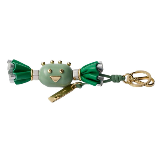 Prada Green Leather Candy Robot Bag Charm Keychain - available at Queen Bee of Beverly Hills. 