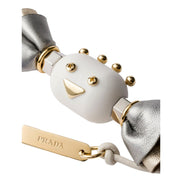 Prada White Silver Leather Candy Robot Bag Charm Keychain - available at Queen Bee of Beverly Hills. 