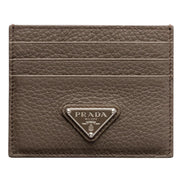 Prada Men’s Vitello Daino Grey Bambu Leather Card Holder - available at Queen Bee of Beverly Hills. 