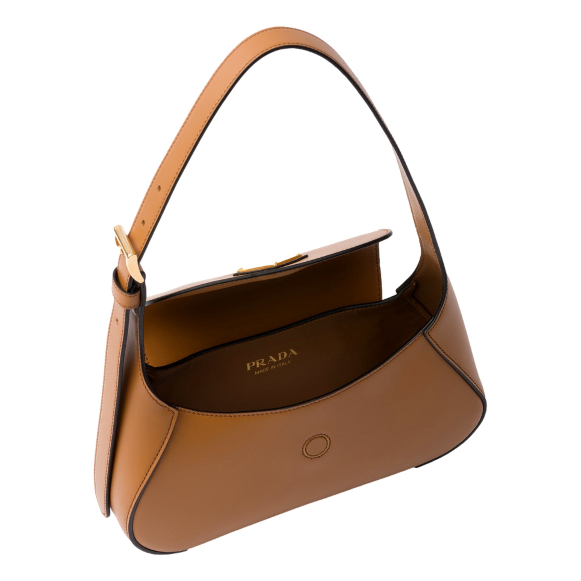 Prada City Flap Soft Calfskin Leather Shoulder Bag Caramel Brown