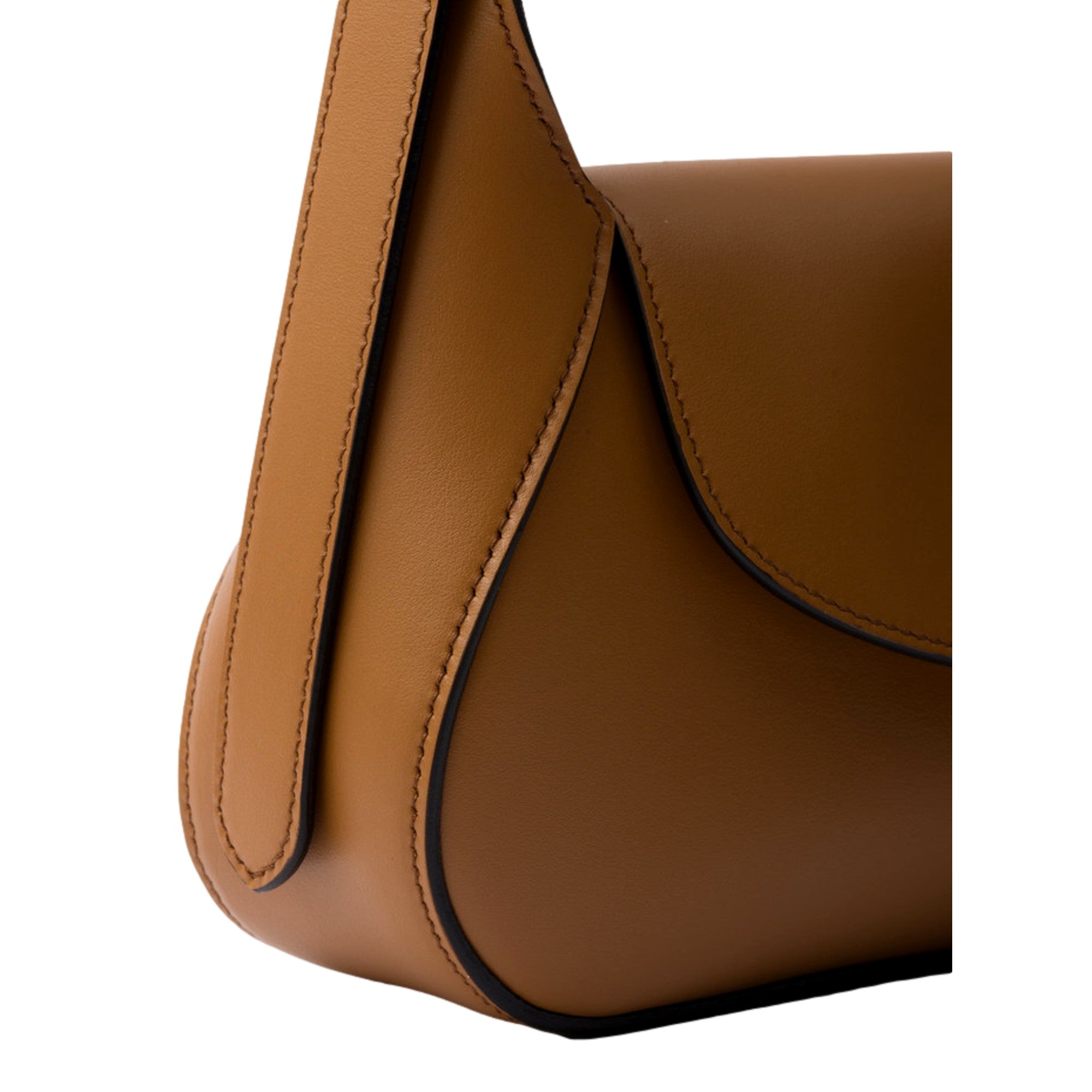 Prada City Flap Soft Calfskin Leather Shoulder Bag Caramel Brown