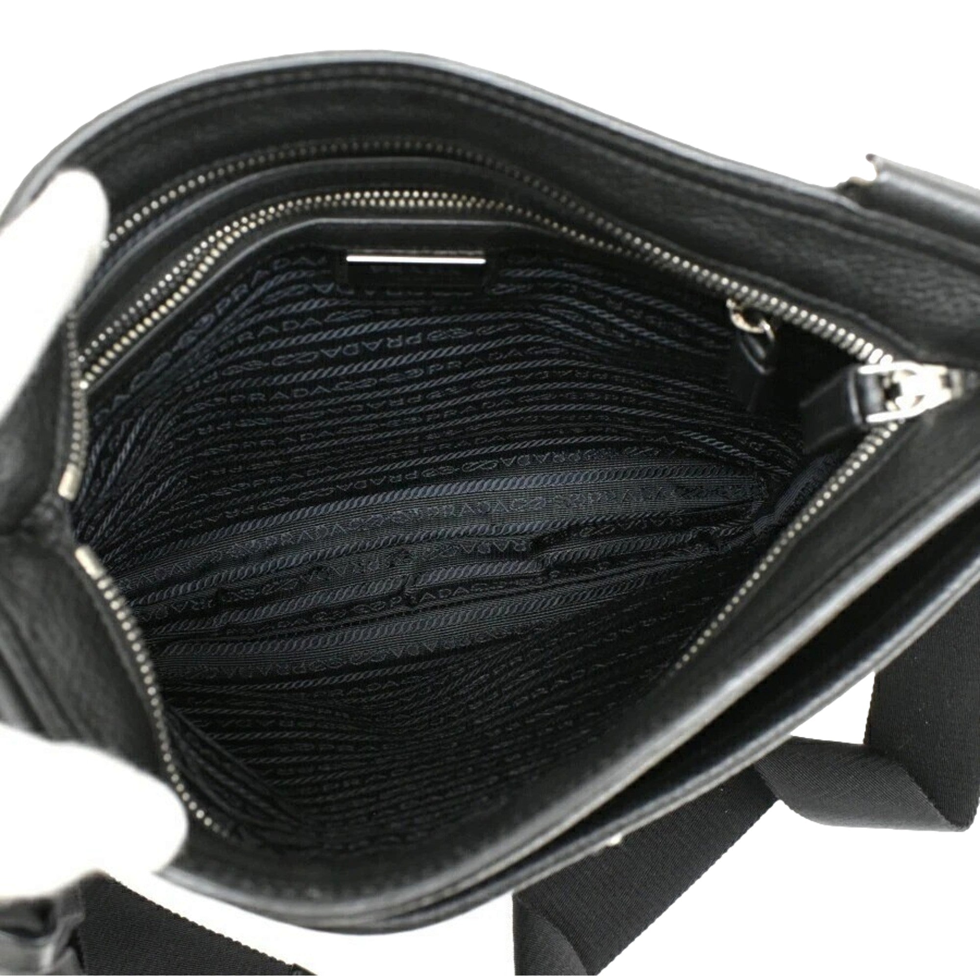 Prada City Vitello Leather Black Messenger Crossbody Bag available at Queen Bee of Beverly Hills
