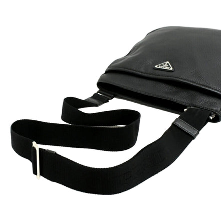 Prada City Vitello Leather Black Messenger Crossbody Bag available at Queen Bee of Beverly Hills