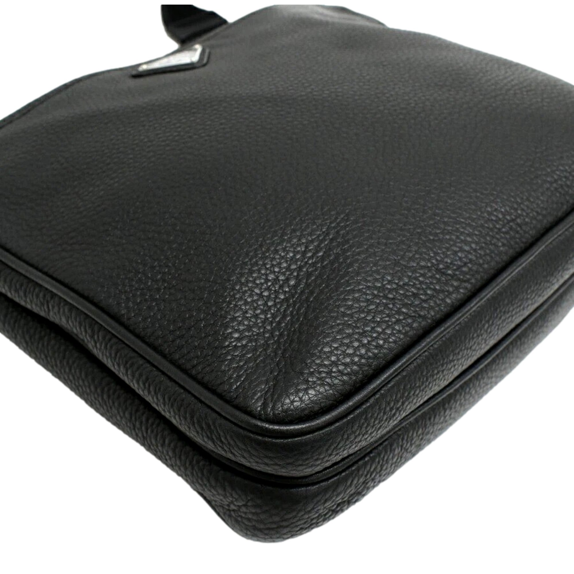 Prada City Vitello Leather Black Messenger Crossbody Bag available at Queen Bee of Beverly Hills