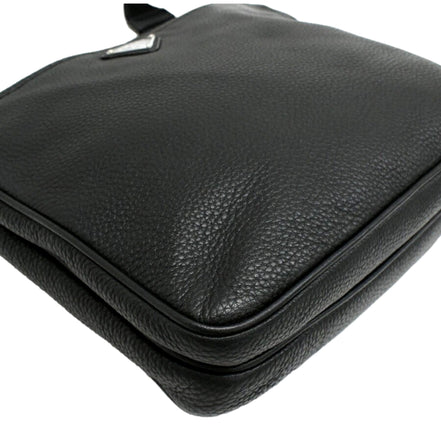 Prada City Vitello Leather Black Messenger Crossbody Bag available at Queen Bee of Beverly Hills