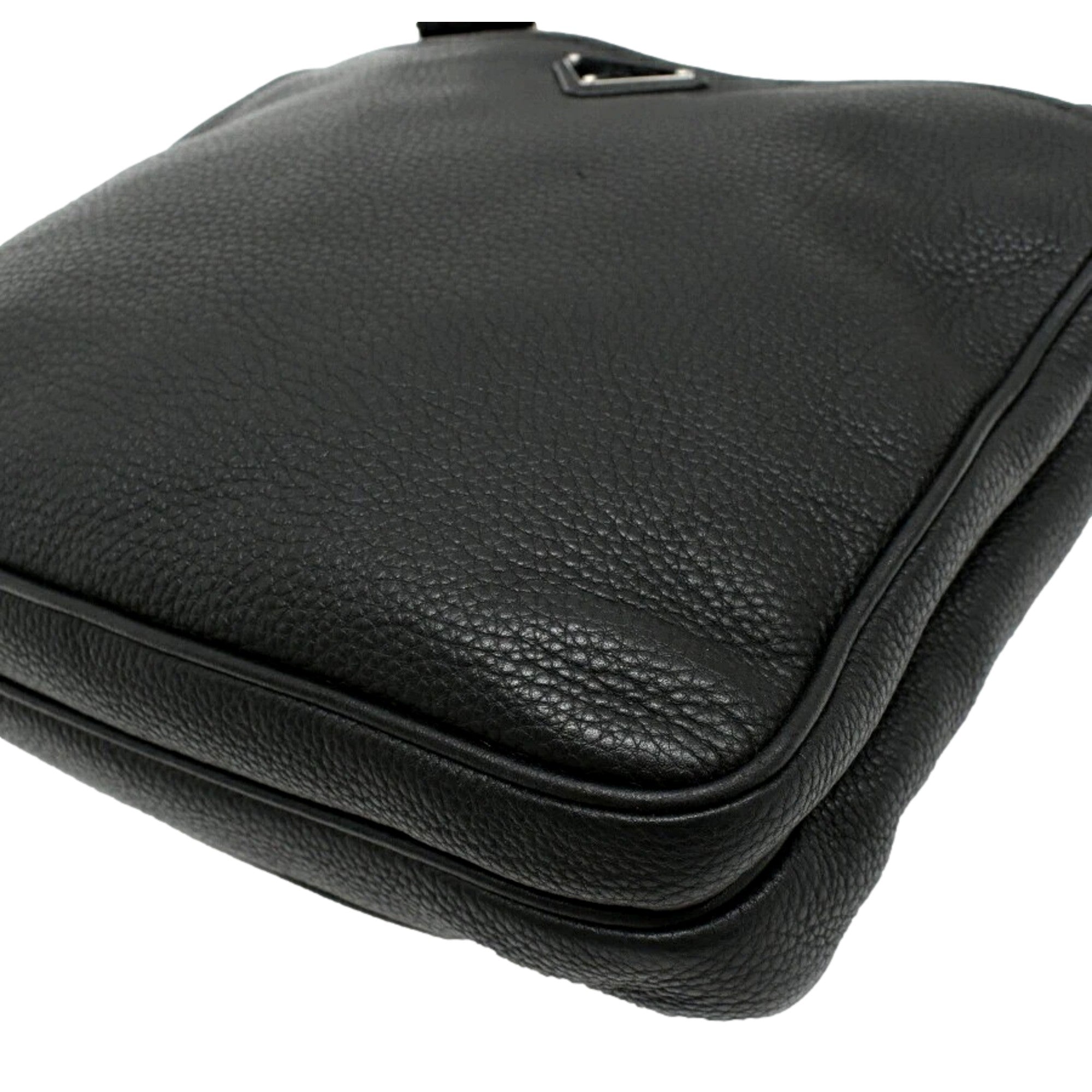 Prada City Vitello Leather Black Messenger Crossbody Bag available at Queen Bee of Beverly Hills