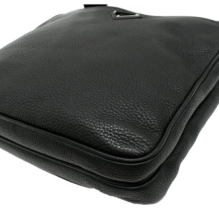 Prada City Vitello Leather Black Messenger Crossbody Bag available at Queen Bee of Beverly Hills