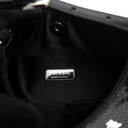 Prada Cleo Black and White Sequin Milano Logo Mini Leather Shoulder Bag available at Queen Bee of Beverly Hills