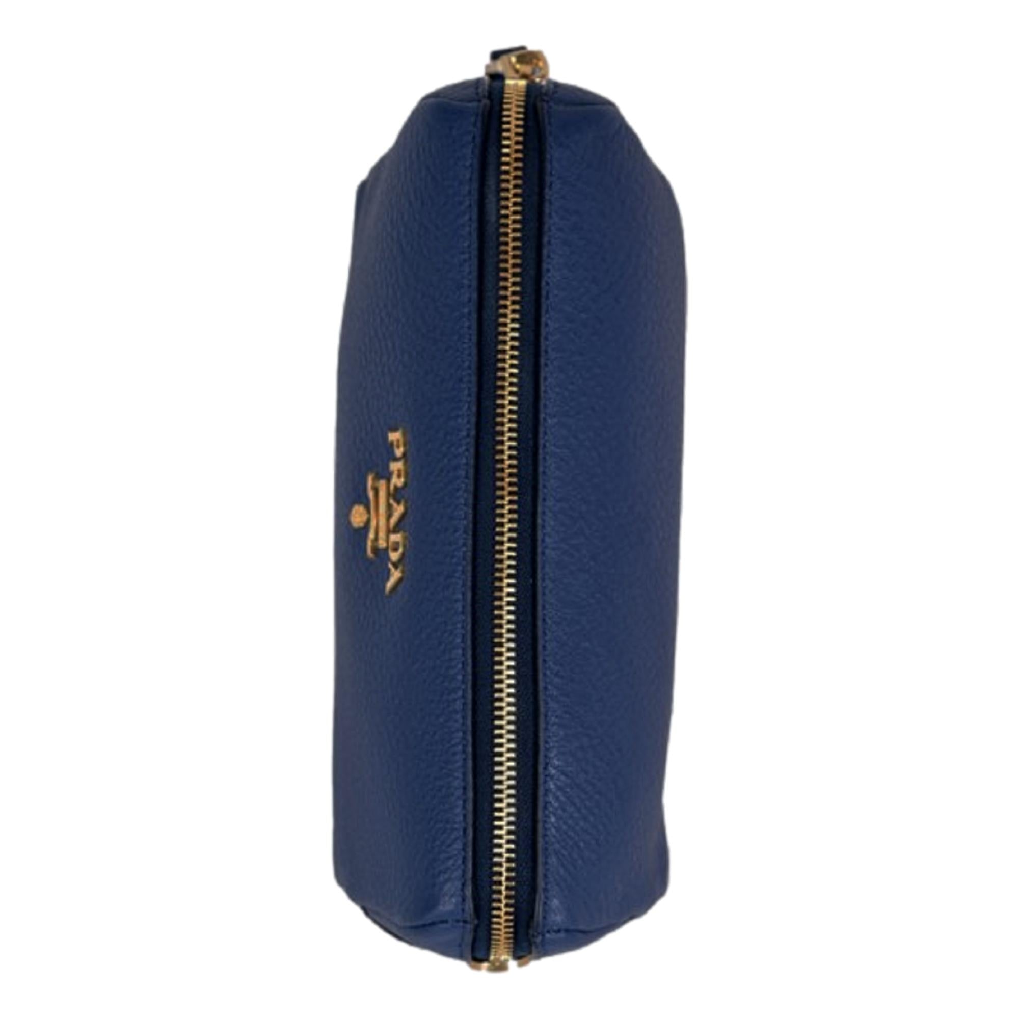 Prada Baltico Navy Daino Vanity Case | Queen Bee of Beverly Hills