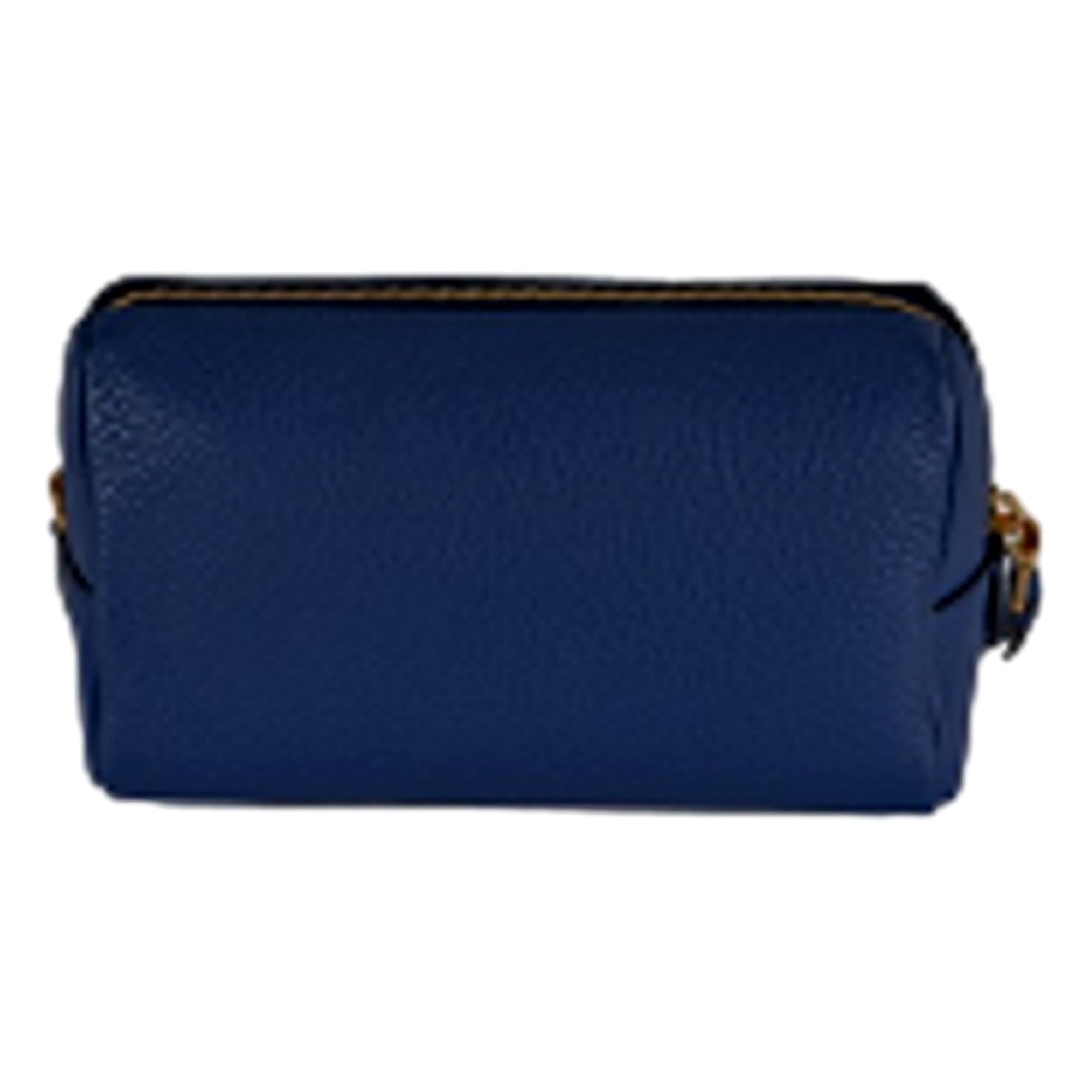 Prada Contenitore Baltico Navy Blue Vitello Daino Vanity Case available at Queen Bee of Beverly Hills