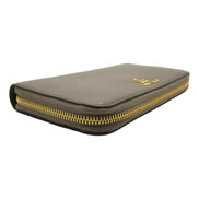 Prada Continental Zip-Around Wallet Saffiano Leather Argilla Grey available at Queen Bee of Beverly Hills