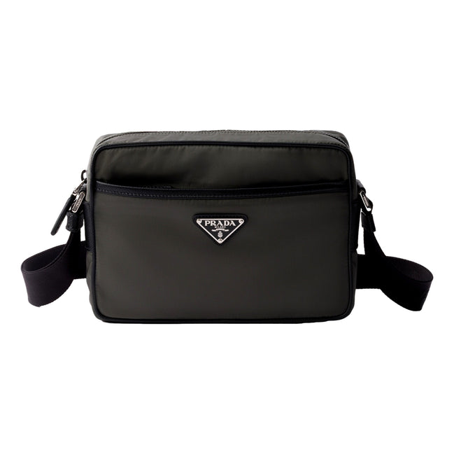 Prada Re-Nylon Saffiano Leather Camera Crossbody Zip Bag in Green