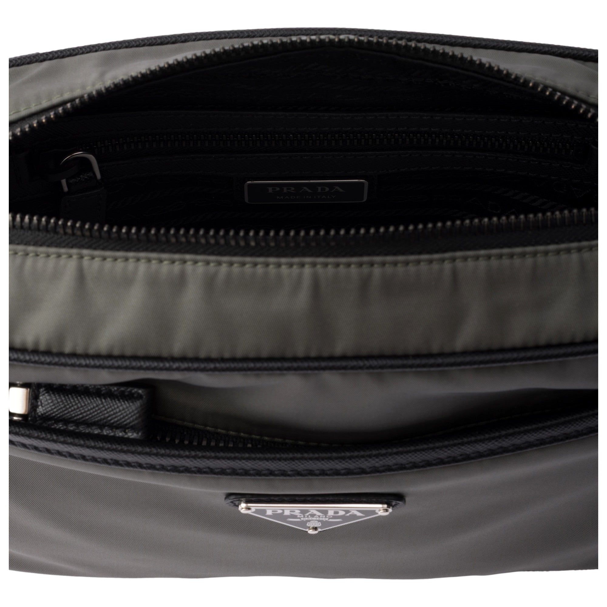Prada Re-Nylon Saffiano Leather Camera Crossbody Zip Bag in Green
