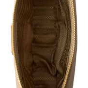 Prada Demi Lune Re-Nylon Crescent Shoulder Bag Beige available at Queen Bee of Beverly Hills