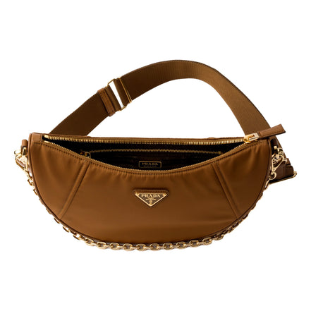 Prada Demi Lune Re-Nylon Crescent Shoulder Bag available at Queen Bee of Beverly Hills