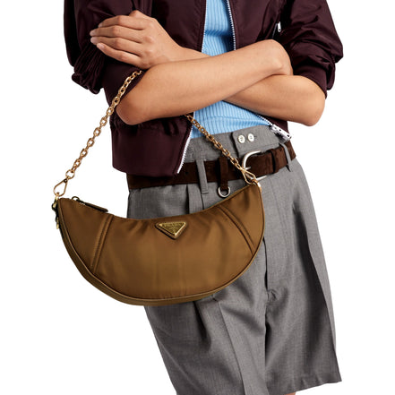 Prada Demi Lune Re-Nylon Crescent Shoulder Bag available at Queen Bee of Beverly Hills