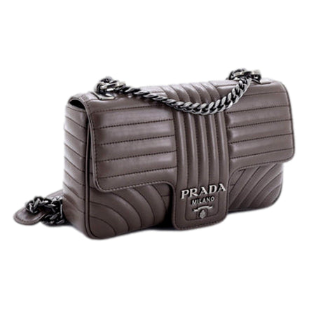 Prada Diagramme Quilted Leather Medium Flap Chain Shoulder Bag available at Queen Bee of Beverly Hills