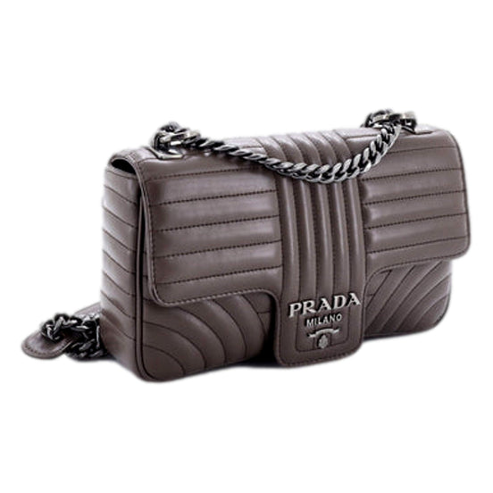 Prada Diagramme Quilted Leather Medium Flap Chain Shoulder Bag available at Queen Bee of Beverly Hills