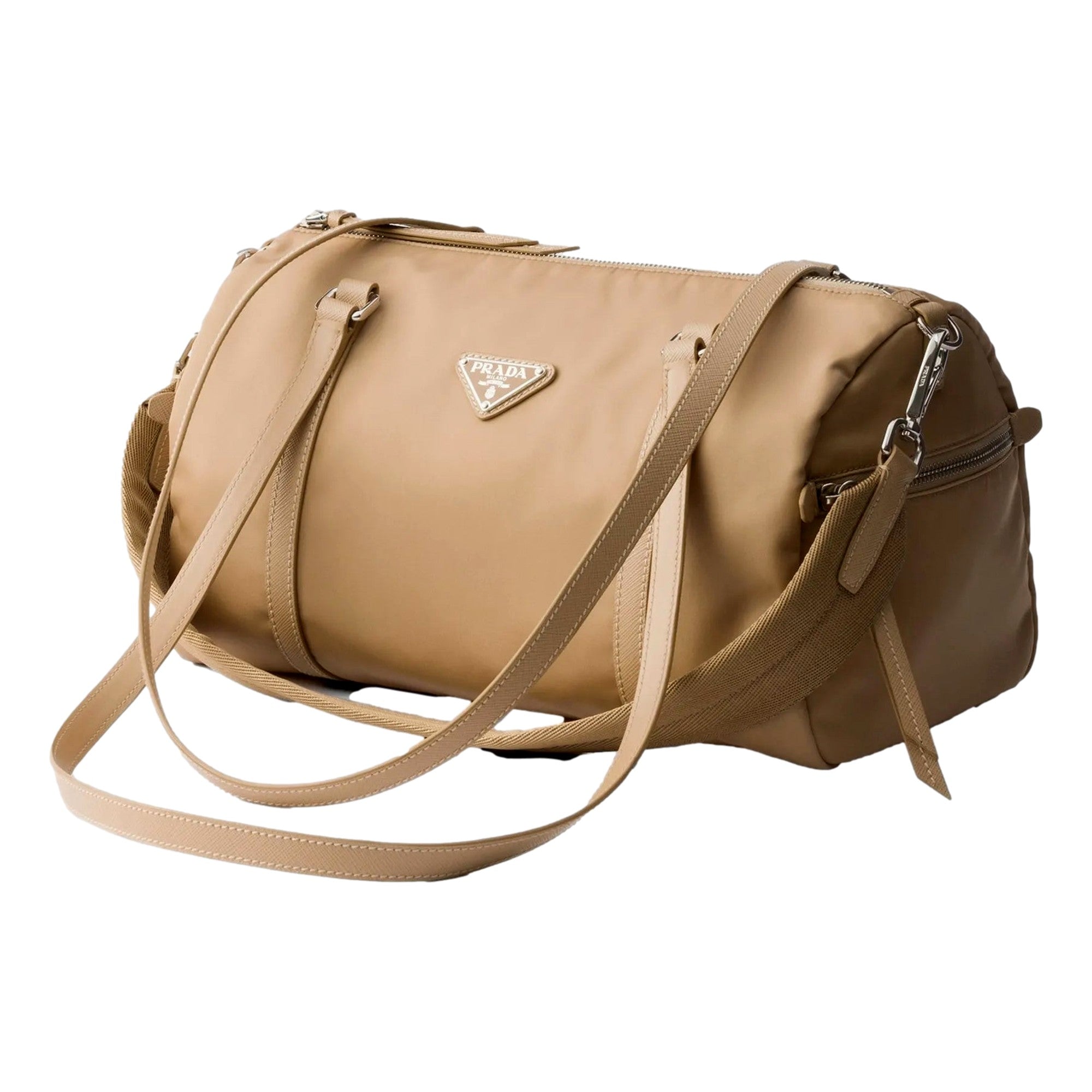 Prada Large Re-Nylon and Saffiano Leather Duffel Bag - available at Queen Bee of Beverly Hills. 