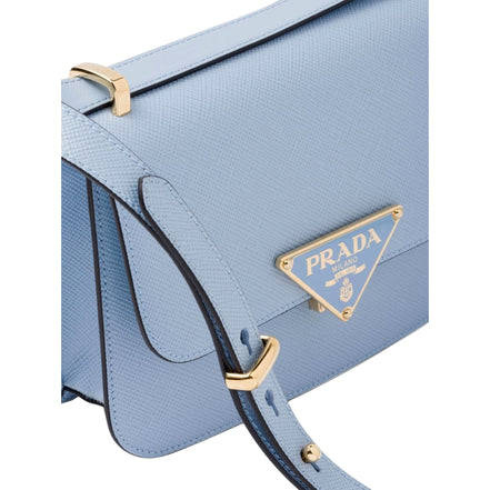 Prada Embleme Triangle Logo Saffiano Leather Crossbody Bag Celeste Blue