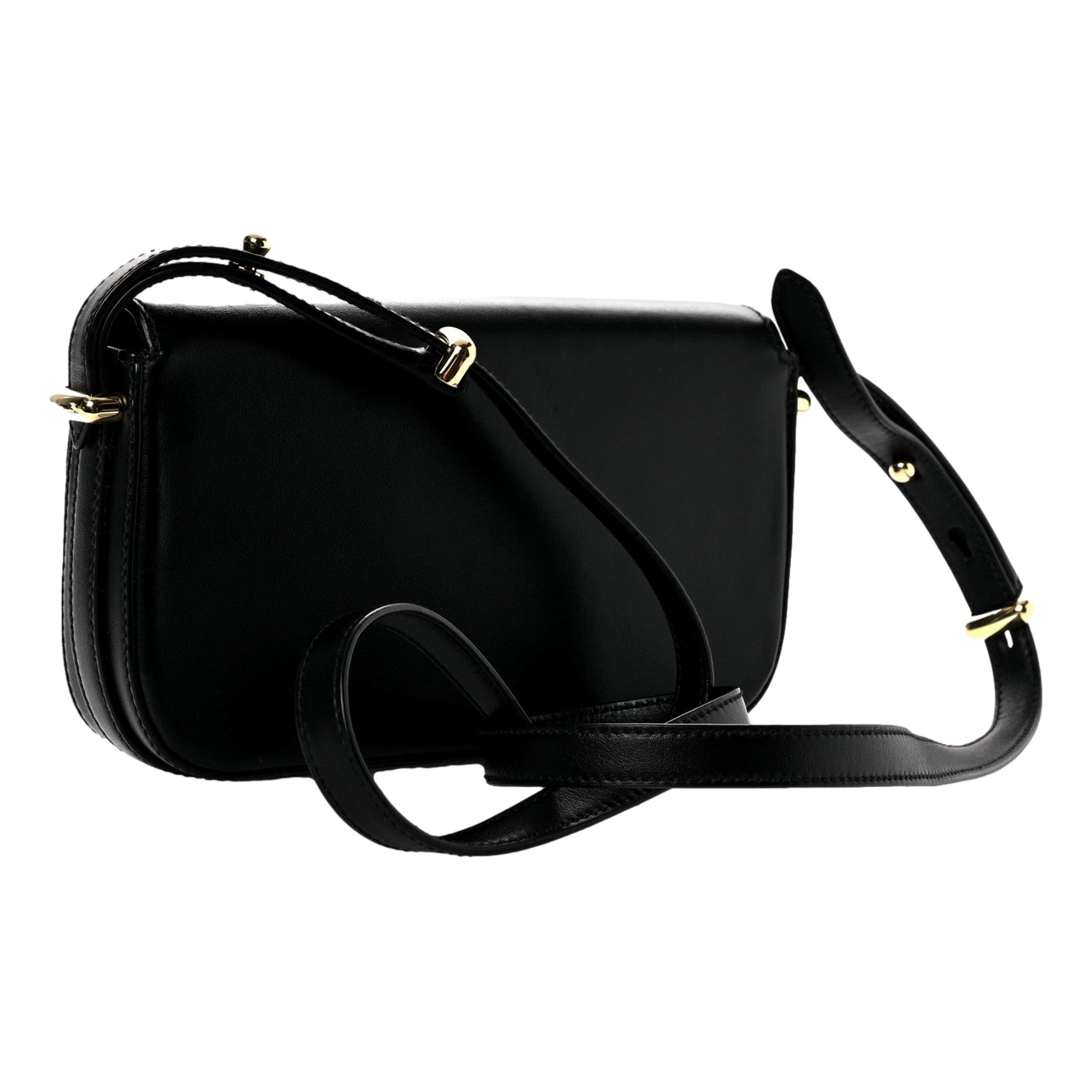 Prada Embleme Triangle Logo Soft Calfskin Crossbody Bag Black sold at Queen Bee of Beverly Hills