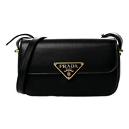 Prada Embleme Triangle Logo Soft Calfskin Crossbody Bag Black sold at Queen Bee of Beverly Hills