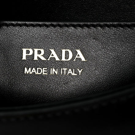Prada Embleme Triangle Logo Soft Calfskin Crossbody Bag Black sold at Queen Bee of Beverly Hills