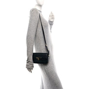 Prada Embleme Triangle Logo Soft Calfskin Crossbody Bag Black sold at Queen Bee of Beverly Hills