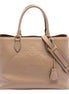 Prada Embossed Logo Soft Leather Handbag Shopper Tote Cammeo Beige available at Queen Bee of Beverly Hills