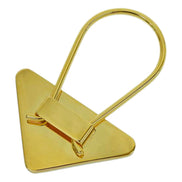 Prada Enameled Metal Logo Pin Key Ring Black and Gold Purse Charm available at Queen Bee of Beverly Hills