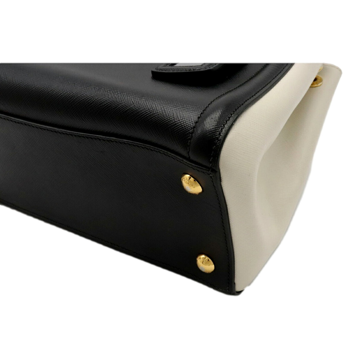 Prada Nero Black Ivory Saffiano Leather 2-Way Tote Bag - available at Queen Bee of Beverly Hills. 