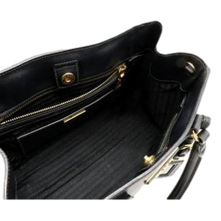 Prada Nero Black Ivory Saffiano Leather 2-Way Tote Bag - available at Queen Bee of Beverly Hills. 