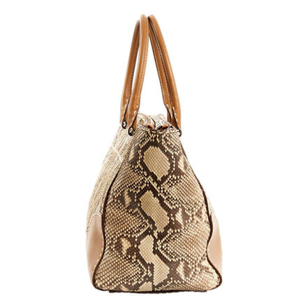 Prada Galleria Natural Python Leather Brown Double Zip Tote Handbag available at Queen Bee of Beverly Hills