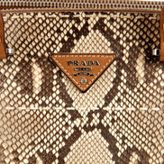 Prada Galleria Natural Python Leather Brown Double Zip Tote Handbag available at Queen Bee of Beverly Hills
