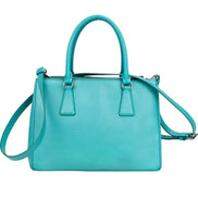 Prada Galleria Saffiano Lux Leather Small Tote Handbag Giada Teal available at Queen Bee of Beverly Hills