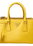 Prada Galleria Saffiano Lux Leather Small Tote Handbag Sole Yellow available at Queen Bee of Beverly Hills