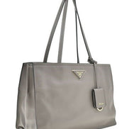 Prada Argilla Grey Glace Calf Leather Shopping Tote Bag - available at Queen Bee of Beverly Hills. 