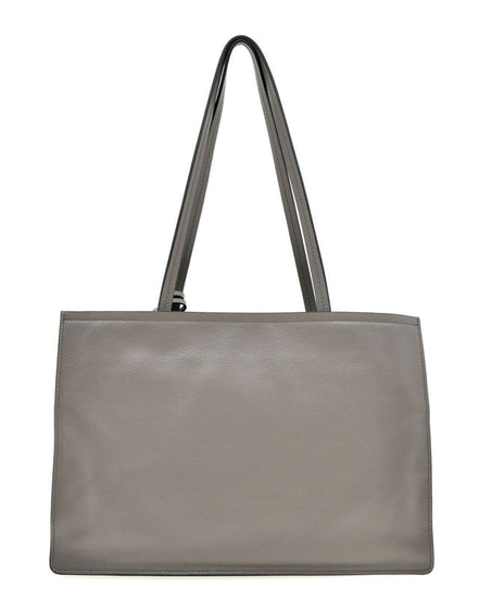 Prada Argilla Grey Glace Calf Leather Shopping Tote Bag - available at Queen Bee of Beverly Hills. 
