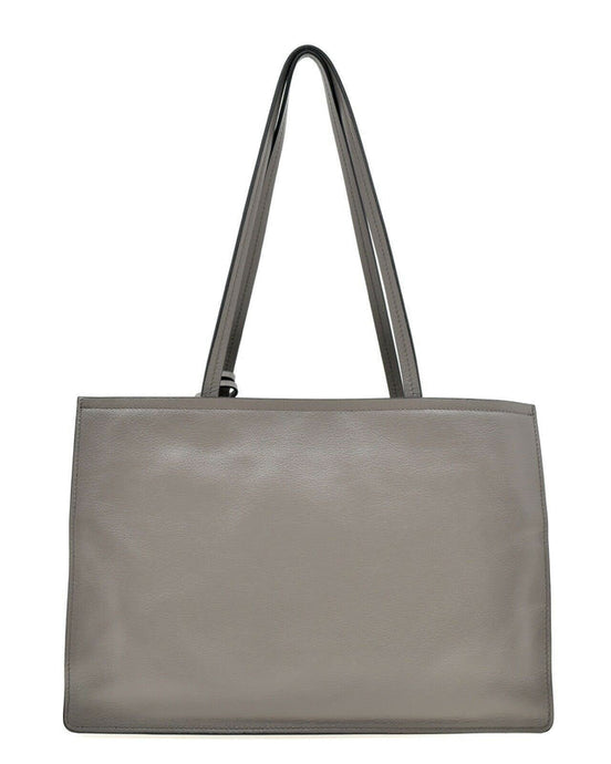 Prada Argilla Grey Glace Calf Leather Shopping Tote Bag - available at Queen Bee of Beverly Hills. 