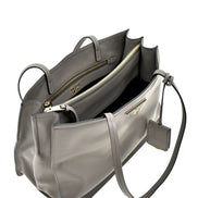 Prada Argilla Grey Glace Calf Leather Shopping Tote Bag - available at Queen Bee of Beverly Hills. 