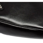 Prada Grace Triangle Leather Pouch Clutch Bag with Embossed Logo Nero Black available at Queen Bee of Beverly Hills