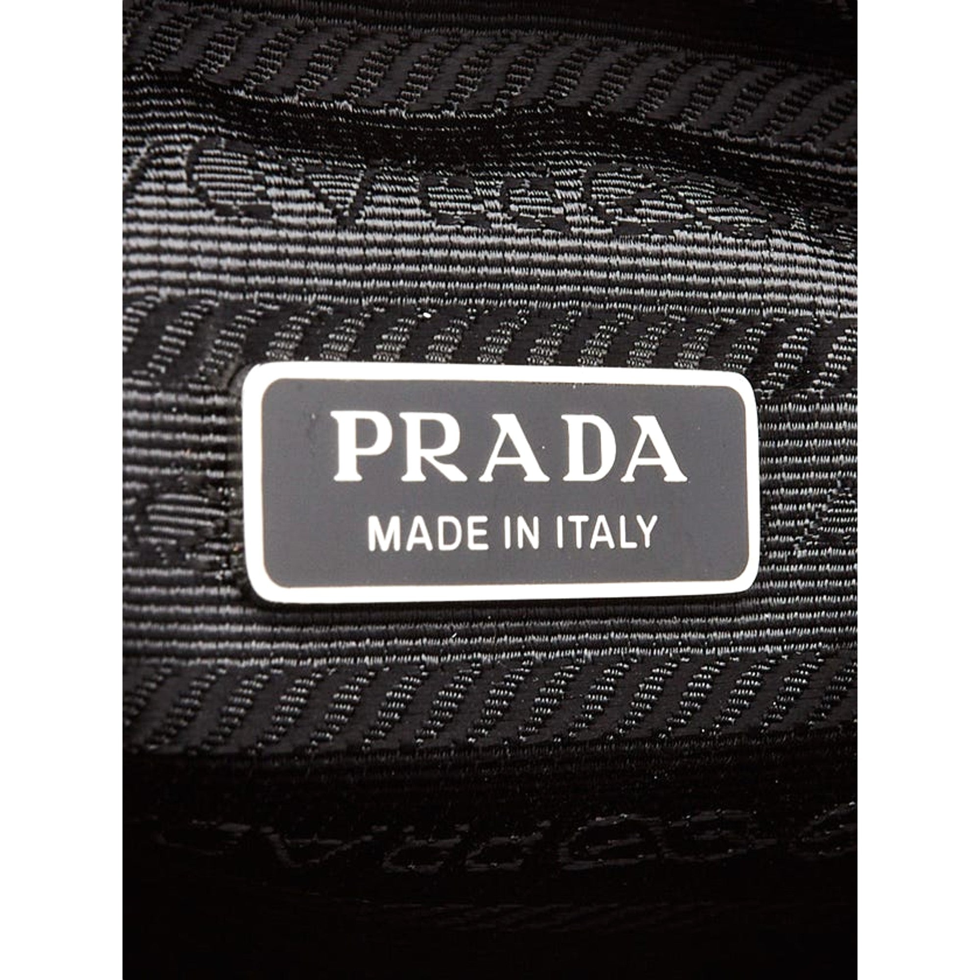 Prada Grace Triangle Leather Pouch Clutch Bag with Embossed Logo Nero Black available at Queen Bee of Beverly Hills